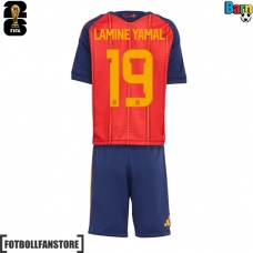 Spanien Lamine Yamal #19 Barnkläder Hemma matchtröja till baby VM 2026 Kortärmad (+ Korta byxor) Billigt